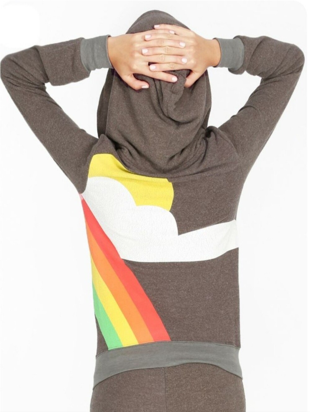 Wildfox Sun Shiny Day Brown Rainbow Zip-Up Hoodie, Size S ~ PRELOVED